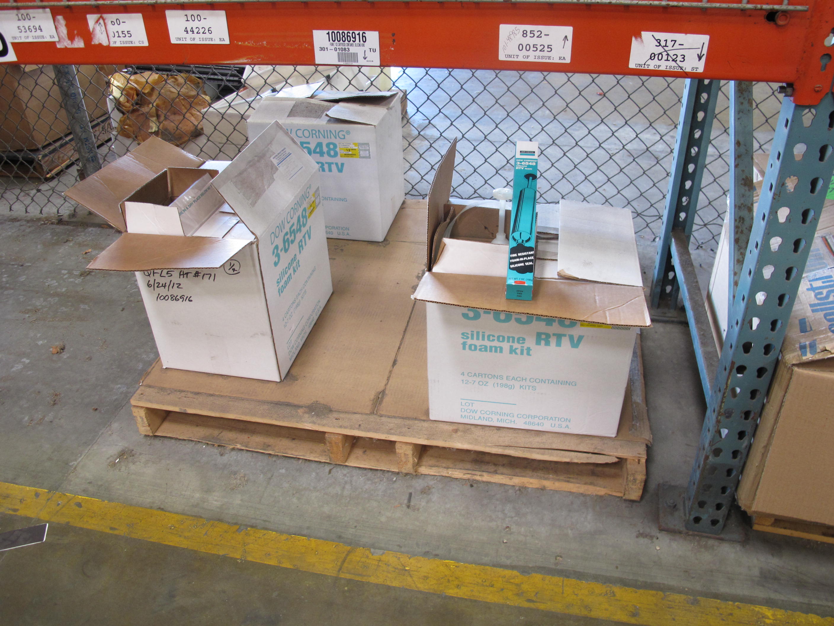 LOT TO INCLUDE: (2 BOXES) SLINGS, ROPE SPINDLE, WHEEL KIT, FILTER ELEMENTS, (3) BOXES SILICONE FOAM KITS, 144 TOTAL. LOADING & HANDLING FEE $15-4195